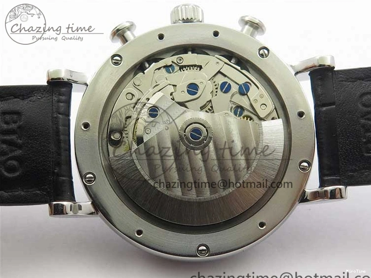 MIROTIME 0522 Portofino Chrono SS ZF 1:1 Best Edition Blue Dial Gold Markers on Black Leather Strap A OnTrend 7124